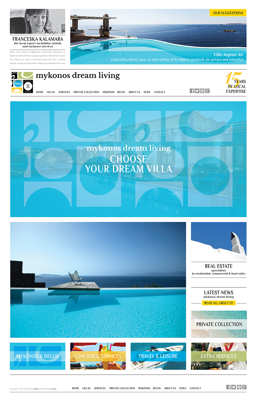 MykonosDreamLiving website design 2015