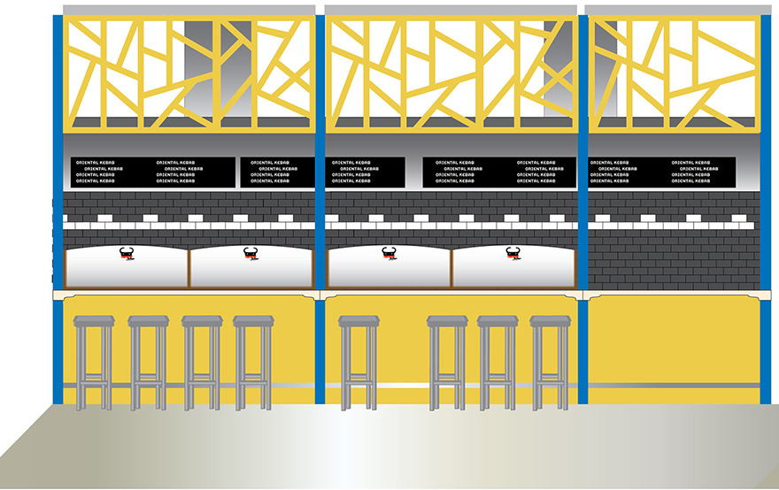 Design proposal for the interior (grill section).