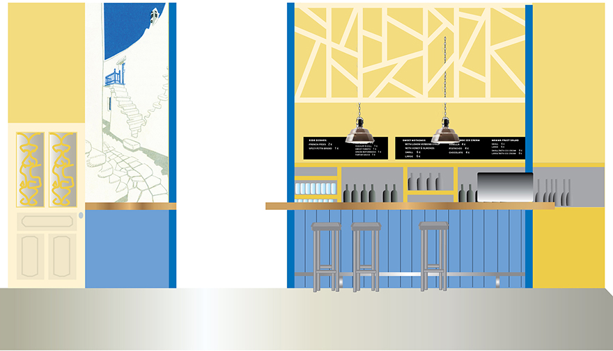 Design proposal for the interior (salad bar section).